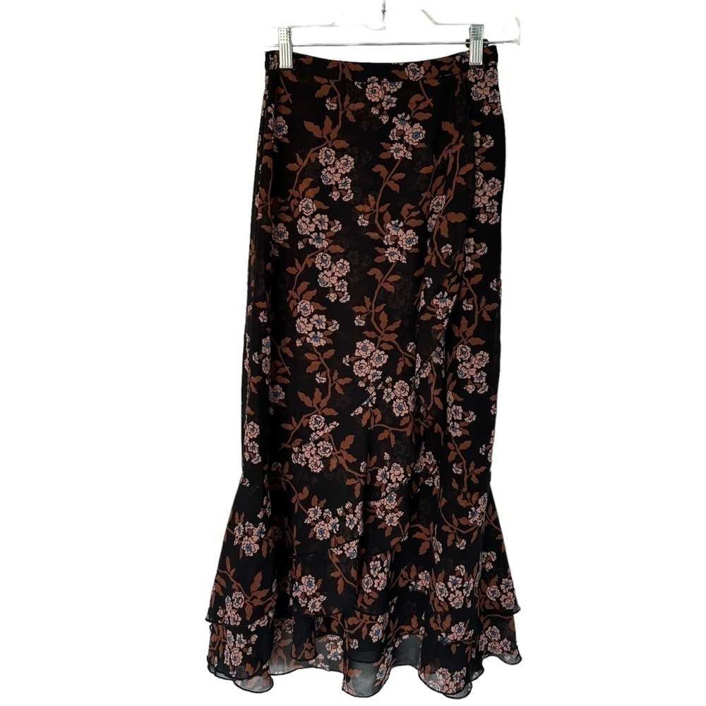 SCOTCH & SODA WOMENS FLORAL ASYMMETRICAL FLOWY FISHTAIL MAXI SKIRT XS  NWOT - Picture 7 of 10